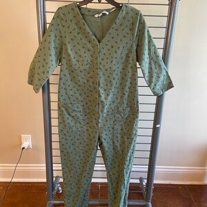 Hatch Olive Green Button-Front Kids Pajama Onesie